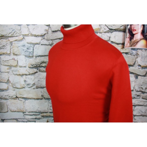 August Silk Knits Red Turtleneck Silk Blend Stretch Sweater Womens Medium - Picture 3 of 7